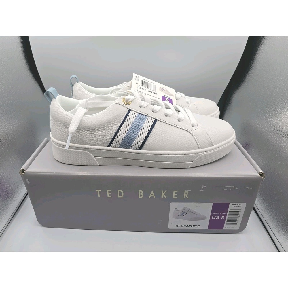 Ted Baker Bailey Icon Womens Classic Leather Tennis Shoe Blue White 8 1907784